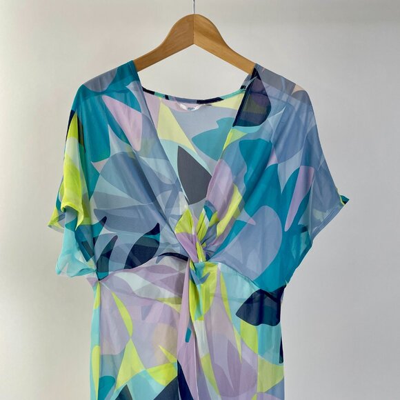 La Vie En Rose Flowy Swimsuit Beach Coverup Blue Yellow Purple, Size S - Picture 2 of 9